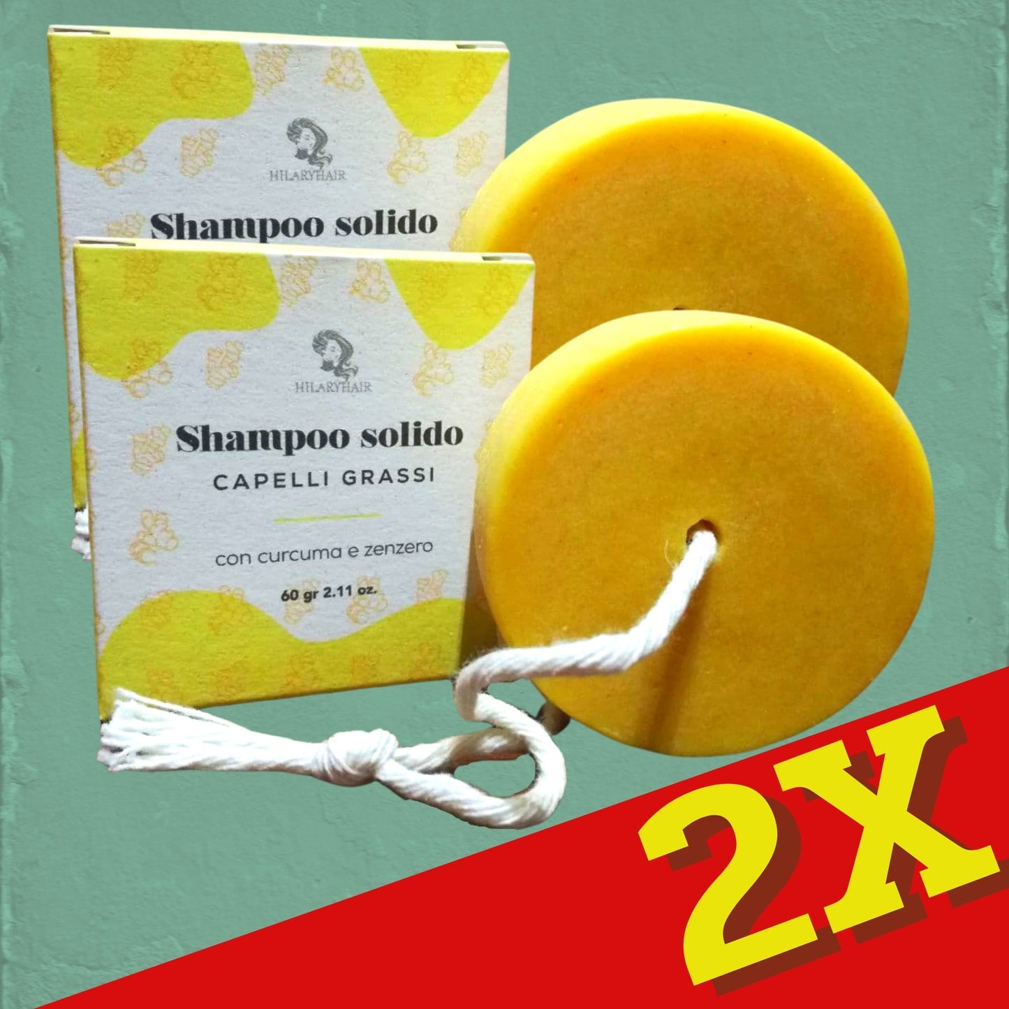 2X Shampoo Solido CAPELLI GRASSI - con curcuma e zenzero - spedizione GRATIS