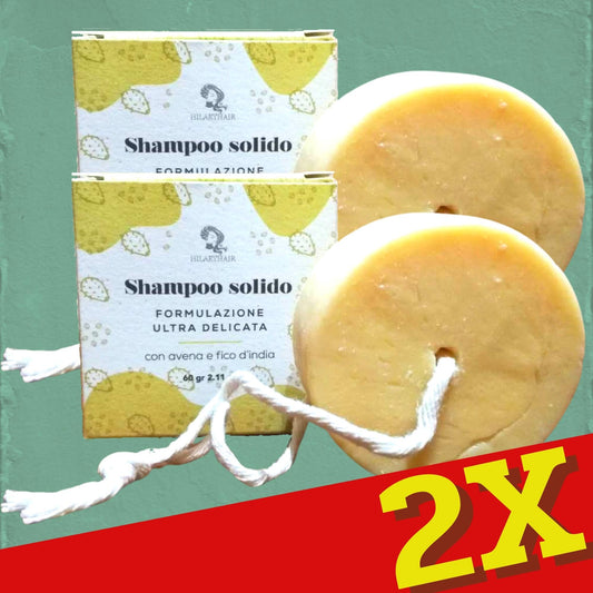 2X Shampoo Solido ULTRA DELICATO - con avena e fico d'india- spedizione GRATIS