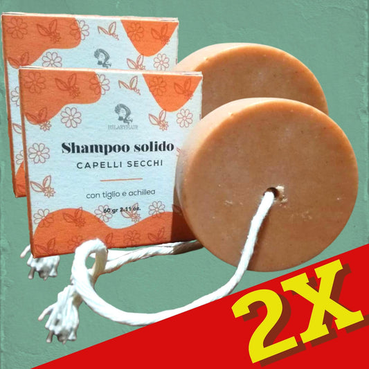2X Shampoo Solido CAPELLI SECCHI - con tiglio e achillea - spedizione GRATIS