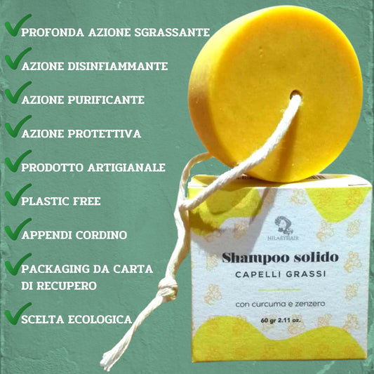 Shampoo solido Curcuma e Zenzero - CAPELLI GRASSI - 60gr