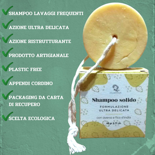2X Shampoo Solido ULTRA DELICATO - con avena e fico d'india- spedizione GRATIS