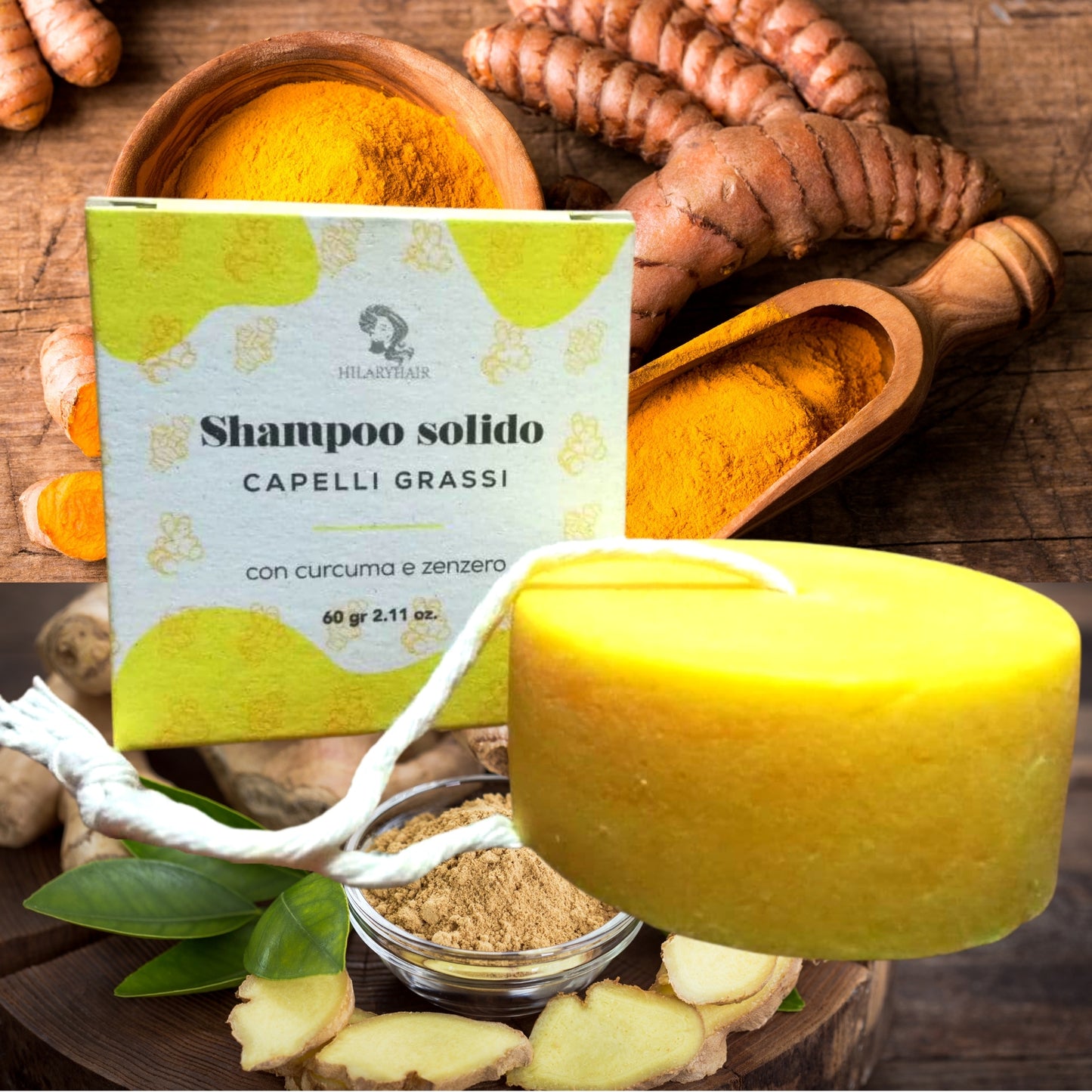 2X Shampoo Solido CAPELLI GRASSI - con curcuma e zenzero - spedizione GRATIS